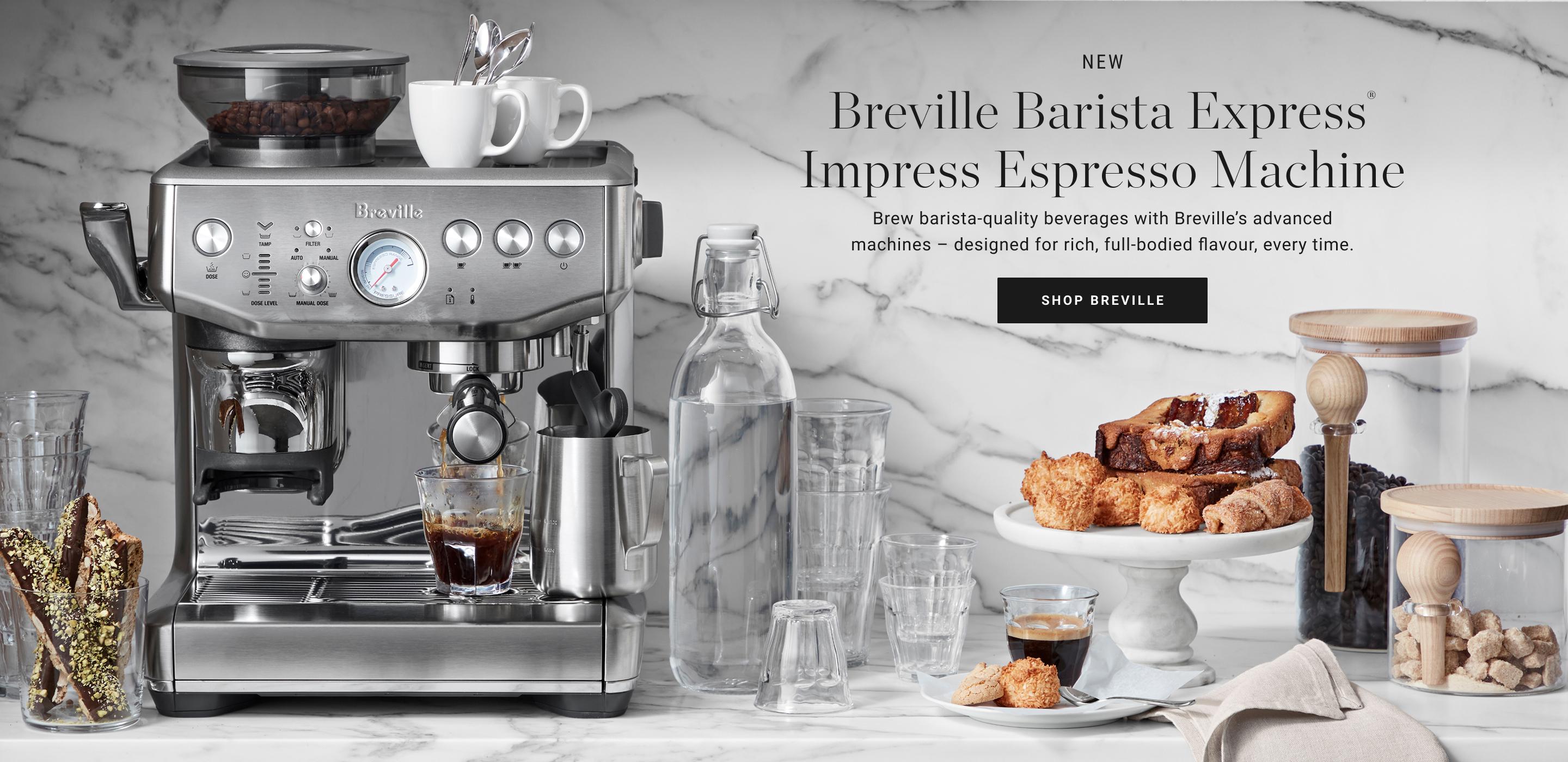 Breville Barista Express Impress Expresso Machine | Brew barista quality beverages with Breville's advanced machines - designed for rich, full-bodied flavour, every time. | Shop Breville